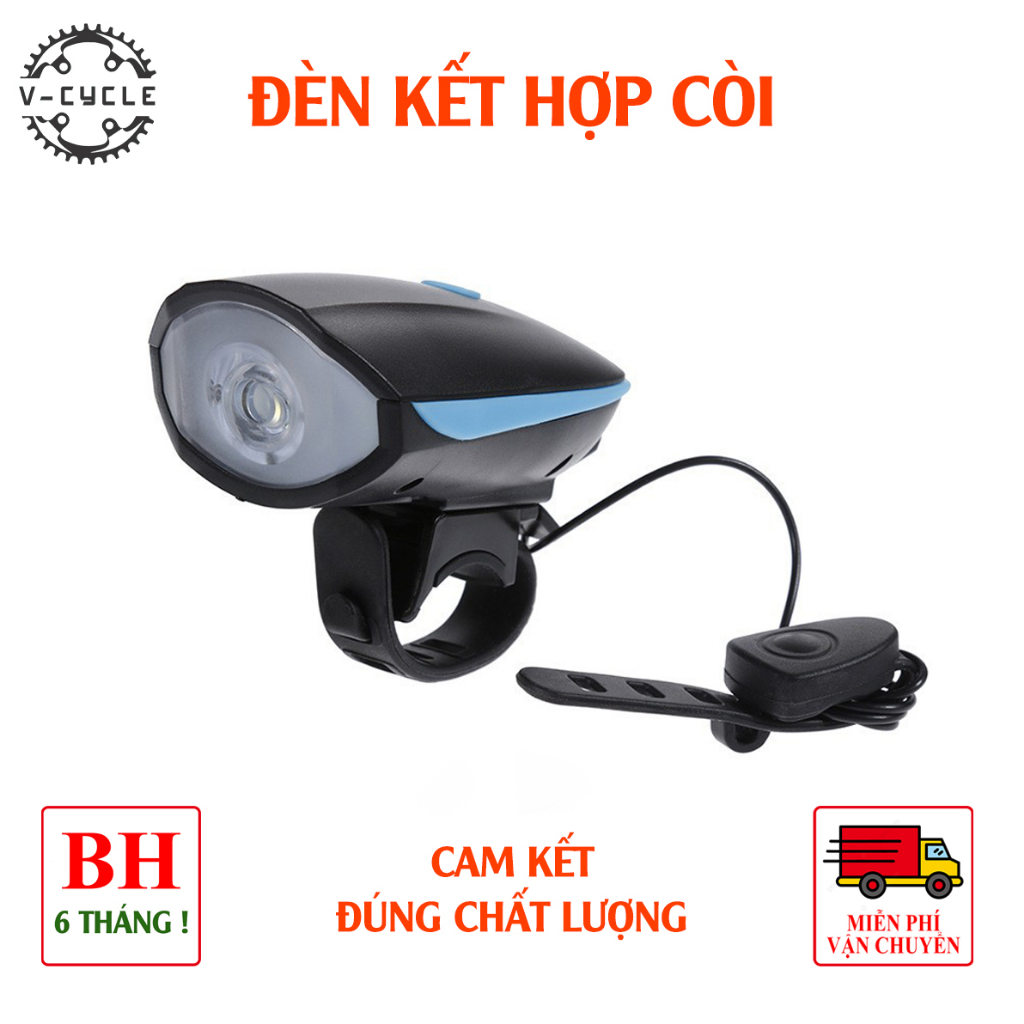Đèn còi xe đạp 7588, Đèn siêu sáng có còi 5 kiểu chuông, đèn chống nước sạc USB, BẢO HÀNG 6 THÁNG