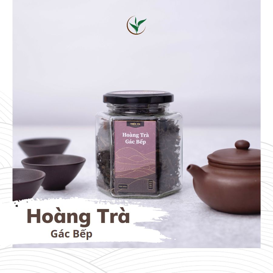Hũ Hoàng Trà Gác Bếp Shan Tuyết Cổ Thụ Hà Giang Vụ Xuân Trà Hảo Hạng Thiện Tài 1 tôm 1 lá Lọ Thủy Tinh 70g Quà Tặng