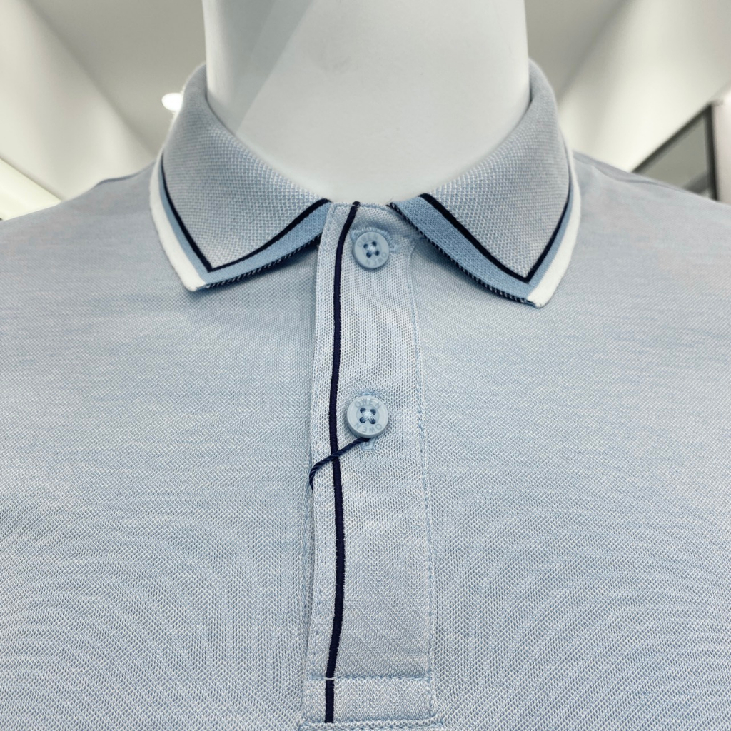 OWEN - Áo polo nam ngắn tay Owen chất pima mềm mát màu xanh nhạt 231404