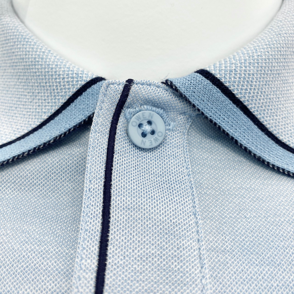 OWEN - Áo polo nam ngắn tay Owen chất pima mềm mát màu xanh nhạt 231404