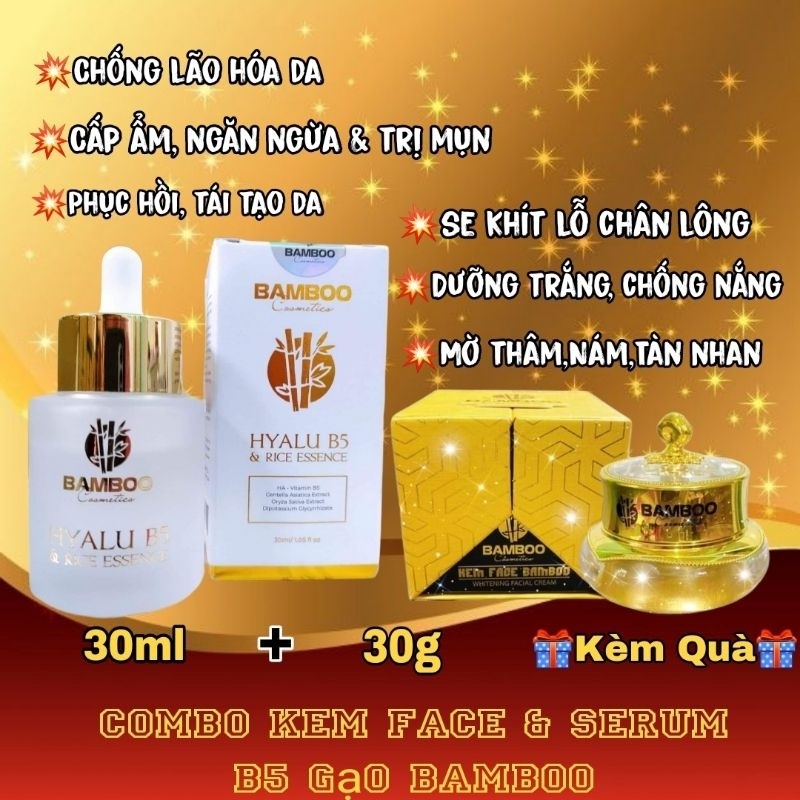 Combo Kem dưỡng face bamboo, serum b5 bamboo, kem chống nắng bamboo