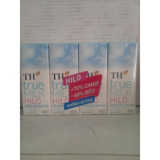 Lốc 4 hộp sữa tươi TH true Milk HILO không đường 180ml