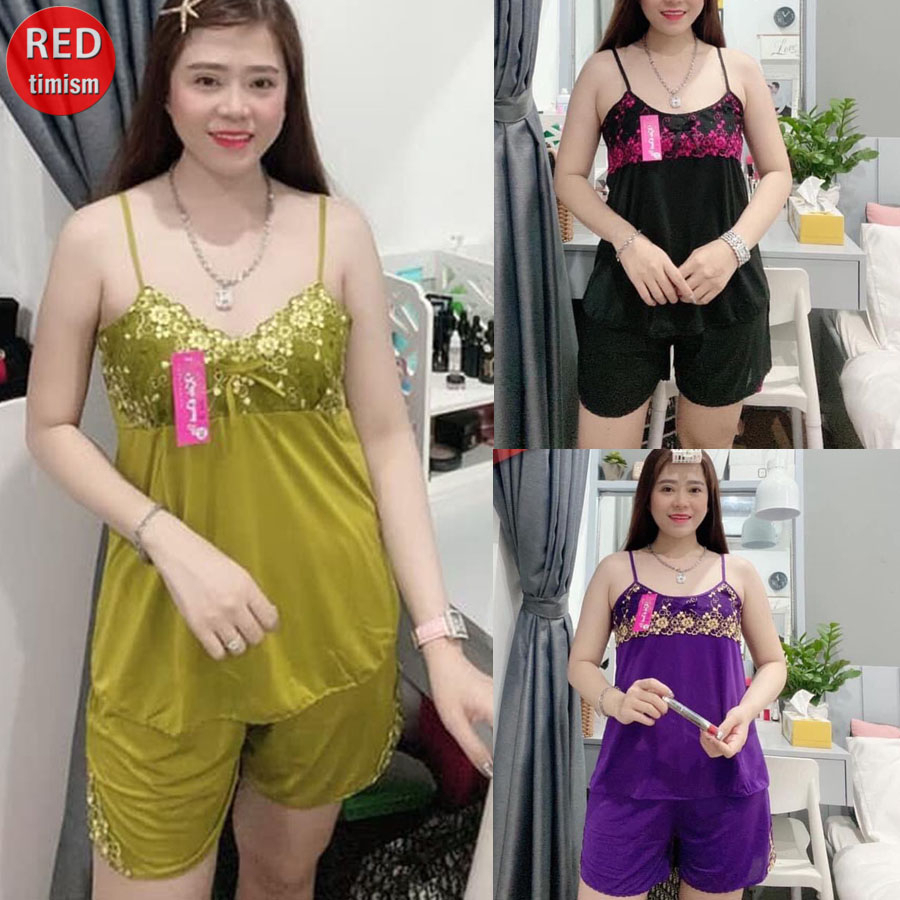 Bộ Mặc Nhà Nữ Thun Lạnh 2 Dây Đồ Bộ Ngủ Nữ Thun Lạnh Co Giãn Thoáng Mát 40-65Kg