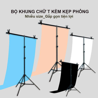   SIZE TÙY CHỈNH  BỘ KHUNG TREO PHÔNG NỀN CHỮ T bằng hợp kim nhôm không gỉ có thể điều chỉnh kích cỡ 