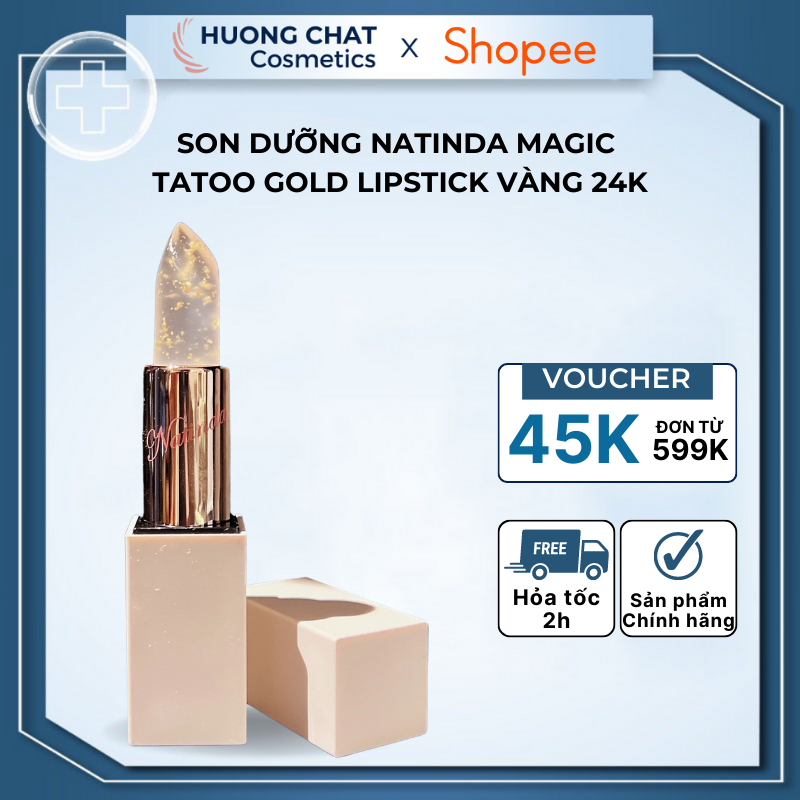 Son ma thuật Natinda Magic Tattoo Gold Lip Stick vàng 24k dưỡng lên màu hồng tự nhiên, dưỡng ẩm, lâu trôi