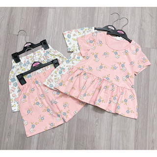 Bộ quần áo bé gái. bộ mặc nhà bé gái. bộ đồ bé gái mặc hè. set 2 bộ hm hoa nhí bbd bé gái 18/24m đến 5/6y
