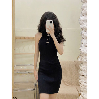Đầm body dệt kim phong cách trung hoa - D184