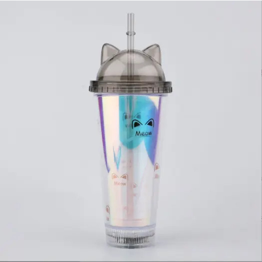Ly nước màu tai mèo ngũ sắc G01 siêu hot kèm ống hút chịu nhiệt tốt ,màu sắc không trôi thích hợp cho văn phòng học sinh