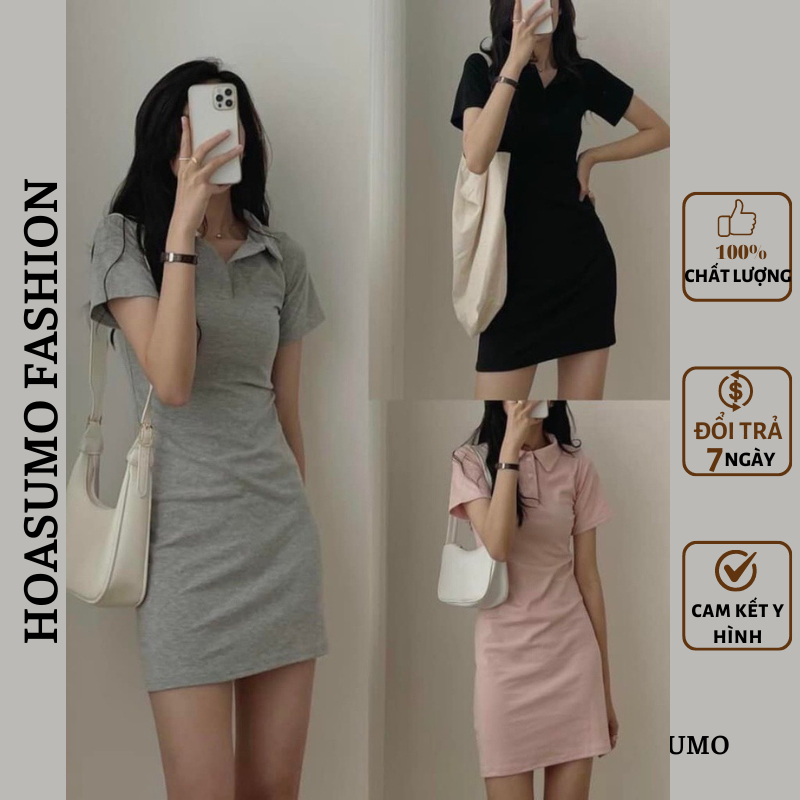 Váy thun ôm bady,đầm ôm sơ mi chất cotton trẻ trung thoáng mát vải dày dặn mã SV147 HOASUMO