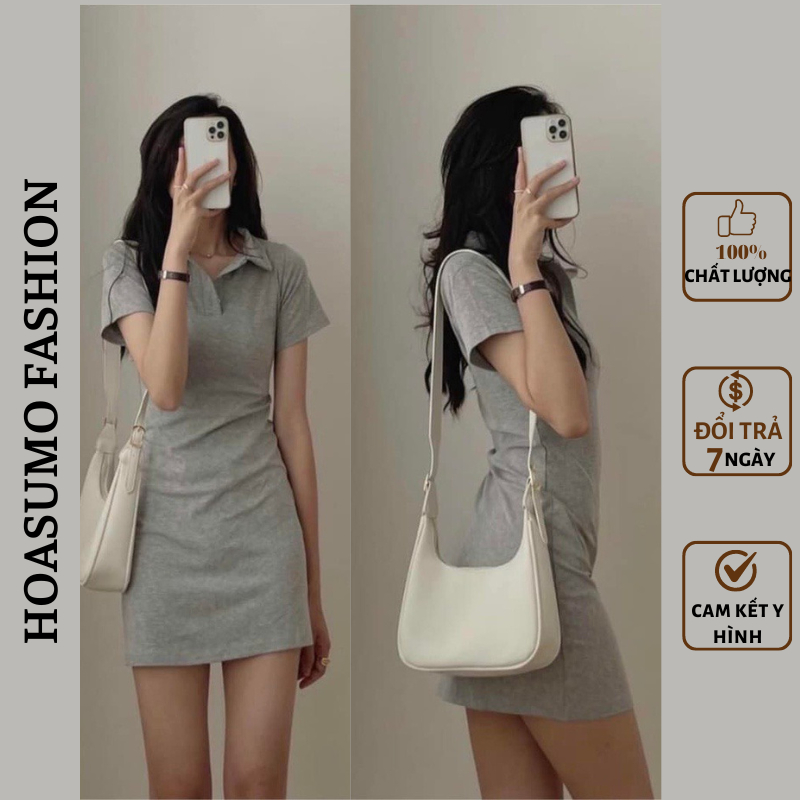 Váy thun ôm bady,đầm ôm sơ mi chất cotton trẻ trung thoáng mát vải dày dặn mã SV147 HOASUMO