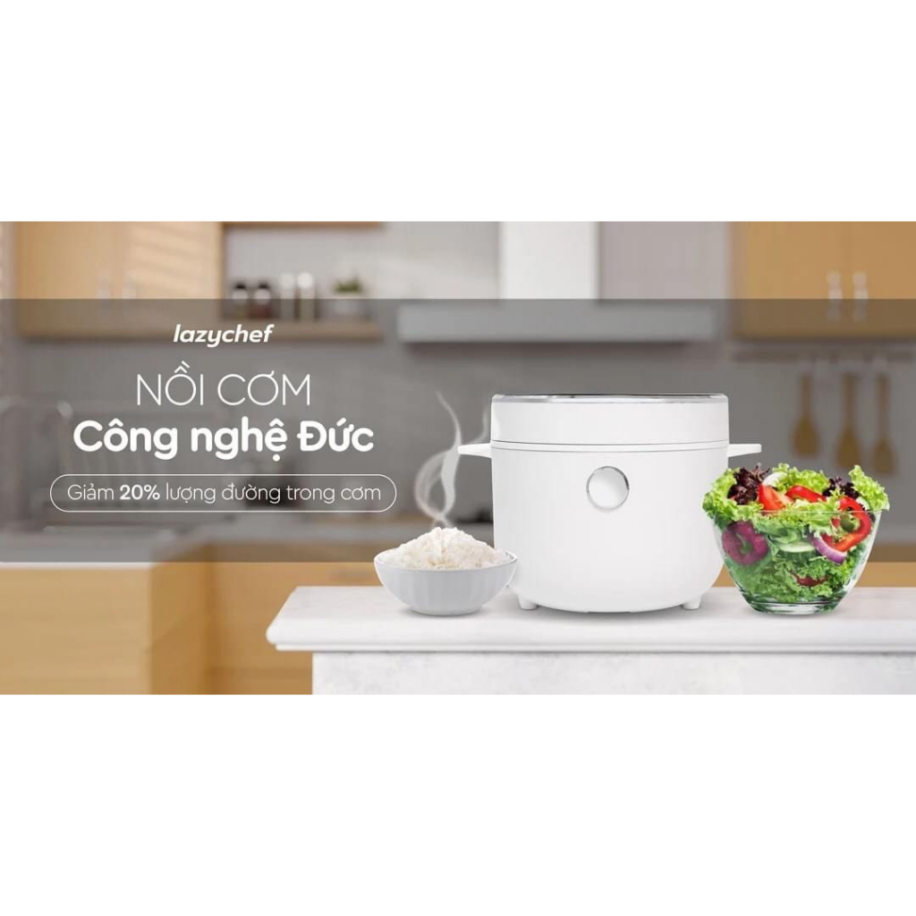 Nồi Cơm Lowcarb Lazychef 4in1  - Nồi nấu đa năng giảm đường, Công Suất 400W, Hàng Chính Hãng