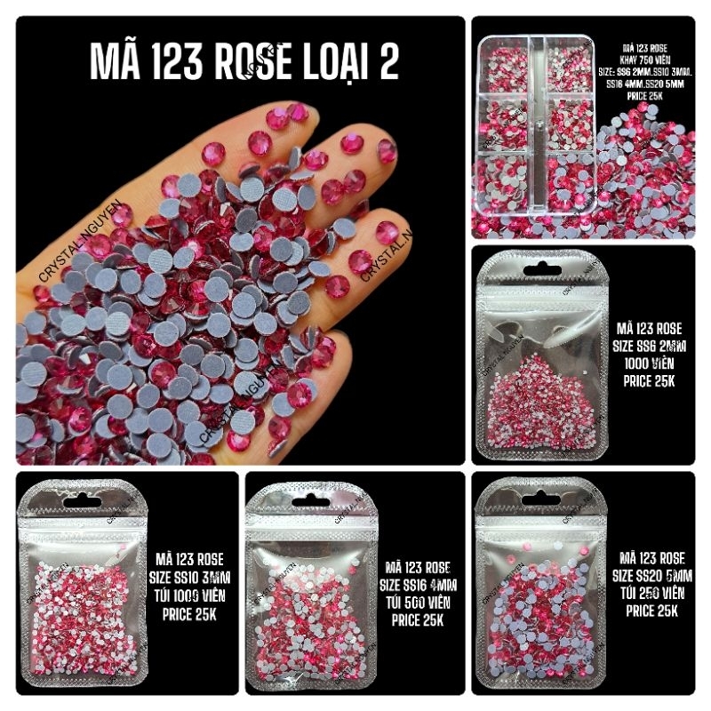 MÃ 123 ROSE -ĐÁ NAIL KHAY & ĐÁ LẺ SIZE