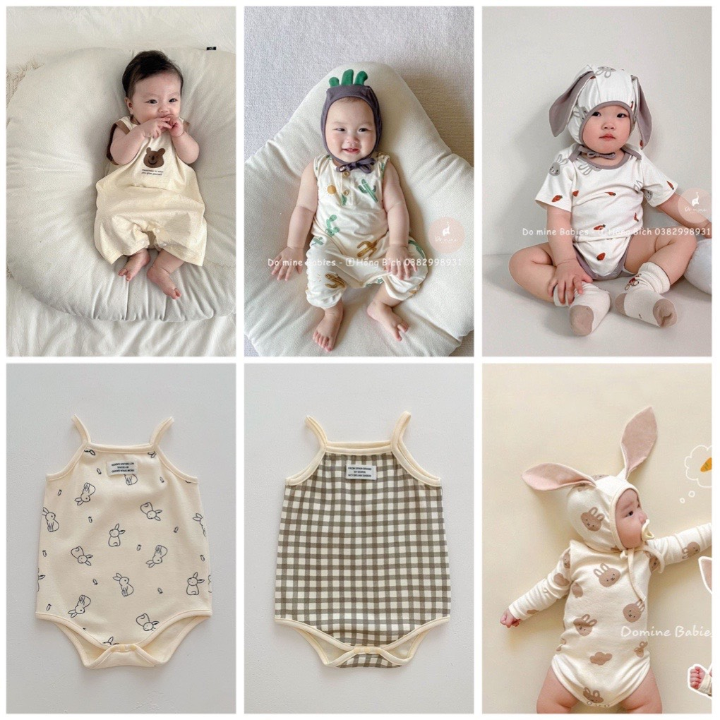 Body tai thỏ cho bé bé trai bé gái sơ sinh tặng kèm mũ xinh xắn phong cách Hàn quốc từ 4-11kg