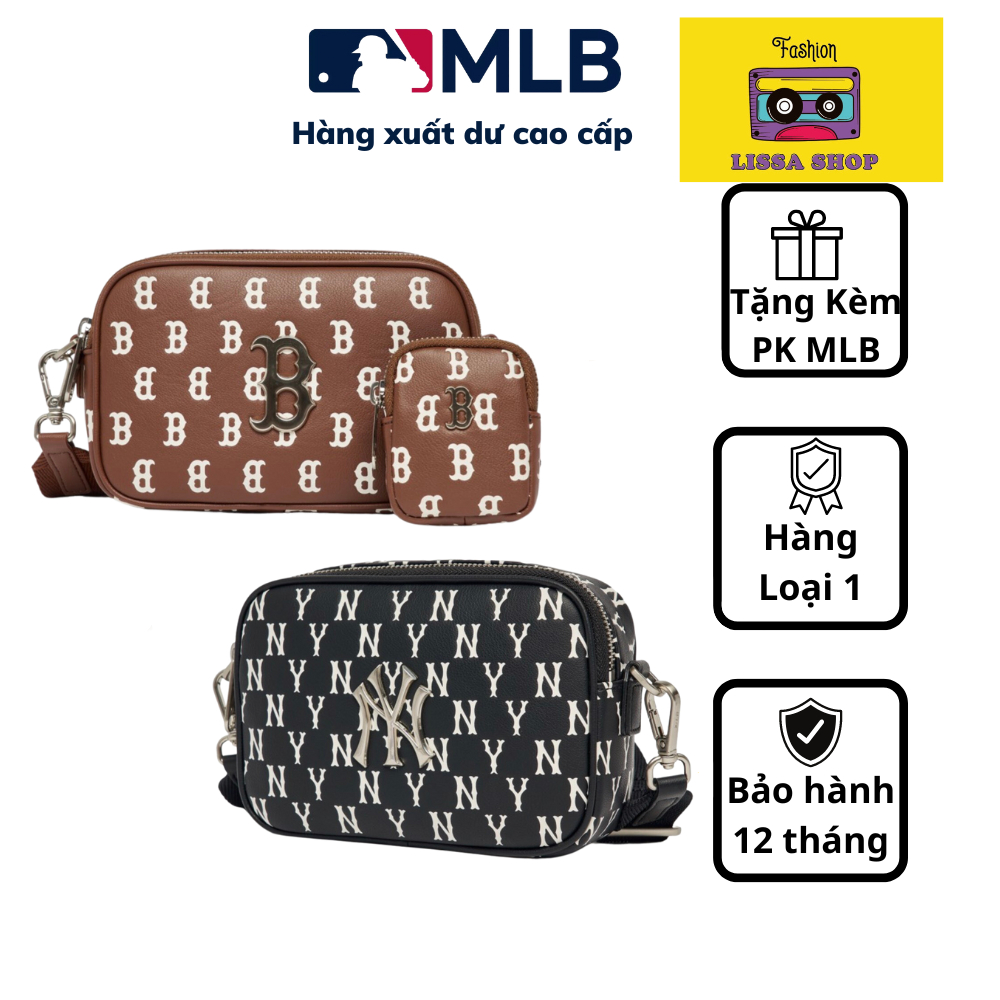 Túi đeo chéo NY mono MLB kèm túi nhỏ đen hàng cao cấp cao cấp full tag mac MLB