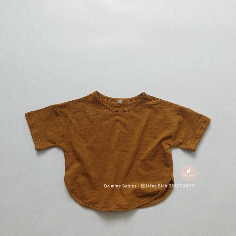 Áo cotton cộc tay mùa hè mẫu trơn co dãn cổ tròn cho bé gái bé trai em bé sơ sinh nặng từ 6-12kg