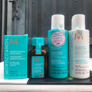 Combo Try Me Kit dầu gội xả suôn mượt Moroccanoil Smooth 70mlx2 và tinh dầu Treatment 15ml _{NEW}_