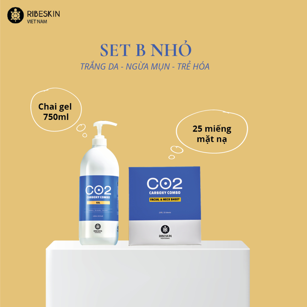 [Hàng công ty] Bộ thải độc da CO2 Carboxy Ribeskin Combo D Chai Gel 750ml + 25 mask
