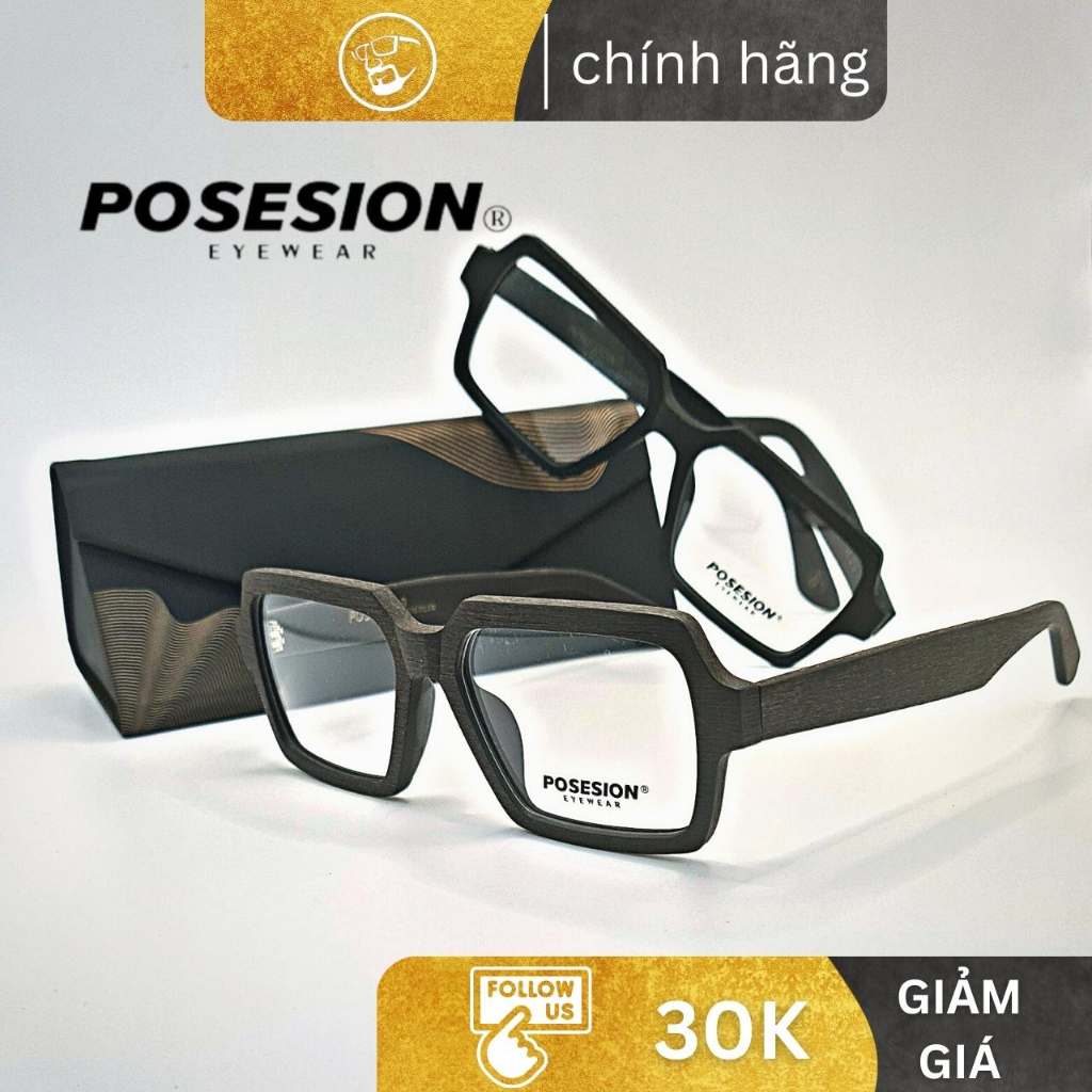 Gọng kính gỗ PS9019 Fūkō Mắt kính Posesion, thiết kế được phát Triển Tại Nhật Bản, cận gỗ nam nữ dáng cổ điển