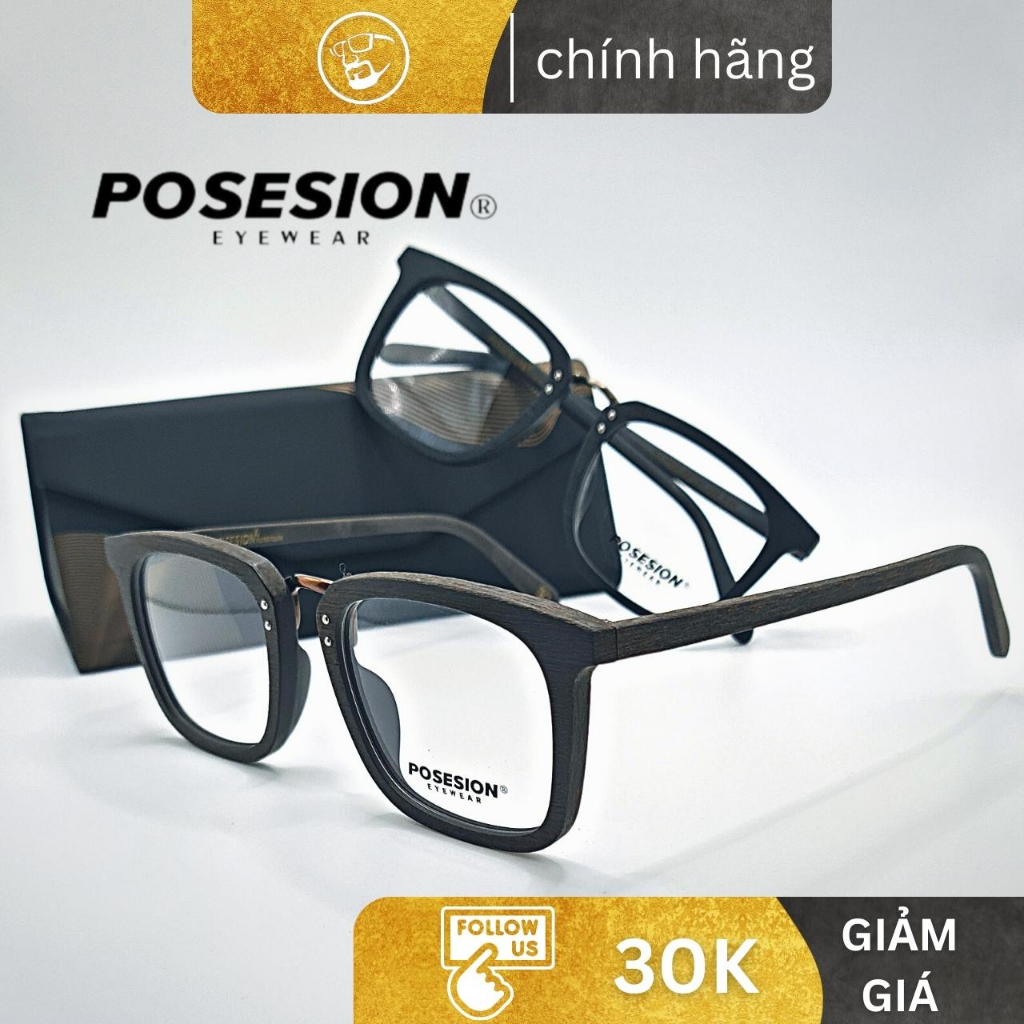 Gọng kính gỗ PS7085 Wabi Sabi Mắt kính Posesion, thiết kế được phát Triển Tại Nhật Bản, cận gỗ nam nữ dáng tròn cổ điển