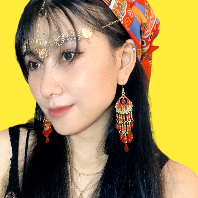 Khuyên tai hạt nhiều màu phong cách bohemian - Hoa tai vintage - Khanturban.vn