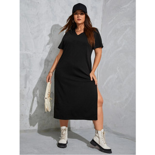 Đầm big size đen xẻ tà 70-110kg