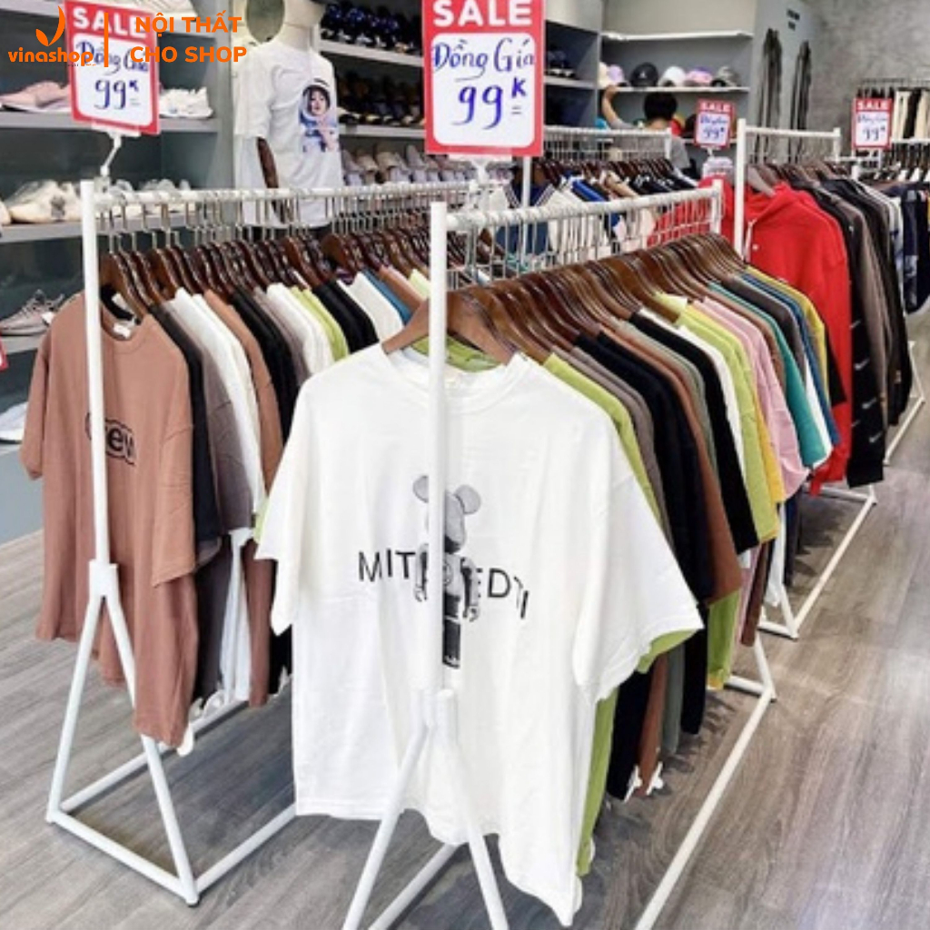 [Kho xào kệ cho shop] Khung sào treo váy, đầm, quần áo shop chân chữ Y. Giá treo quần áo chân chữ Y 1 tầng. VNS-022