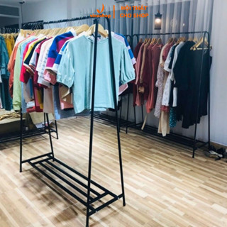 Xào treo quần áo, váy, đầm 1 tầng sắt sơn tĩnh điện loại dày. Dàn, kệ chân chữ A uốn đầu 1 tầng có bệ để đồ. VNS-007