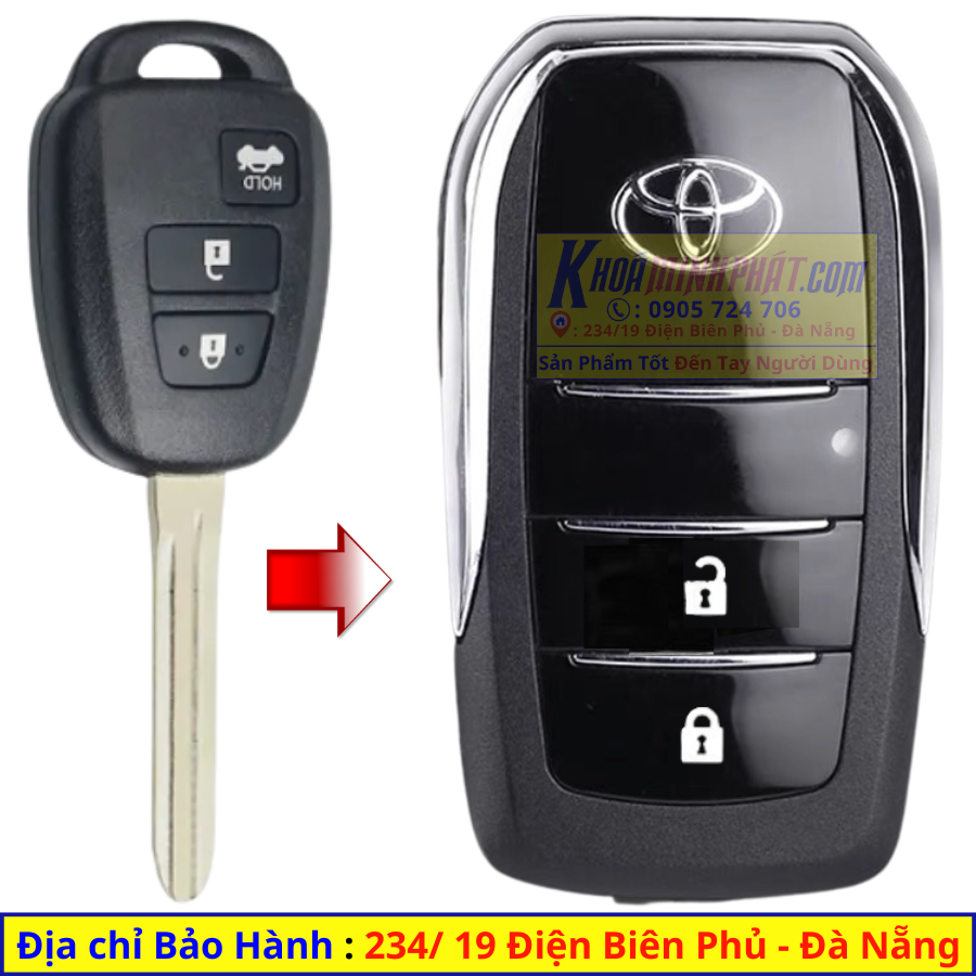 Vỏ Độ Gập Chìa Khoá Xe Toyota Yaris Vios 2015–2023 V703