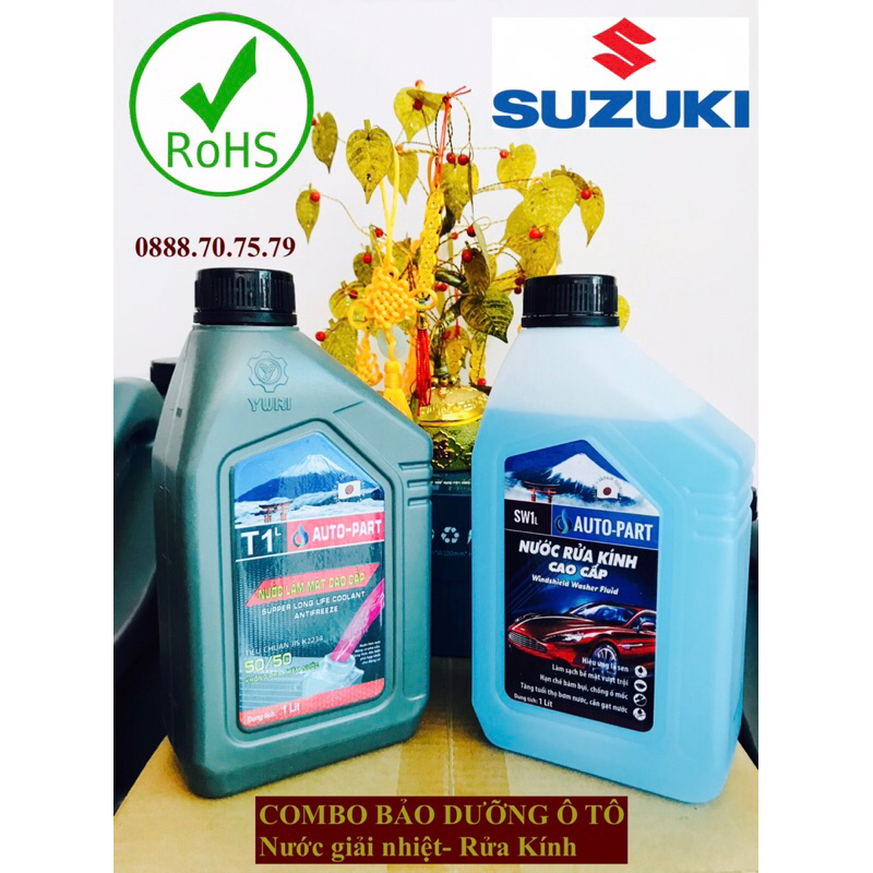 Bảo dưỡng ô tô Suzuki XL7- Ertiga-Swift-Ciaz,Combo nước rửa kính -giải nhiệt chai 1L, Yuri Nhật Bản(Tặng khăn)