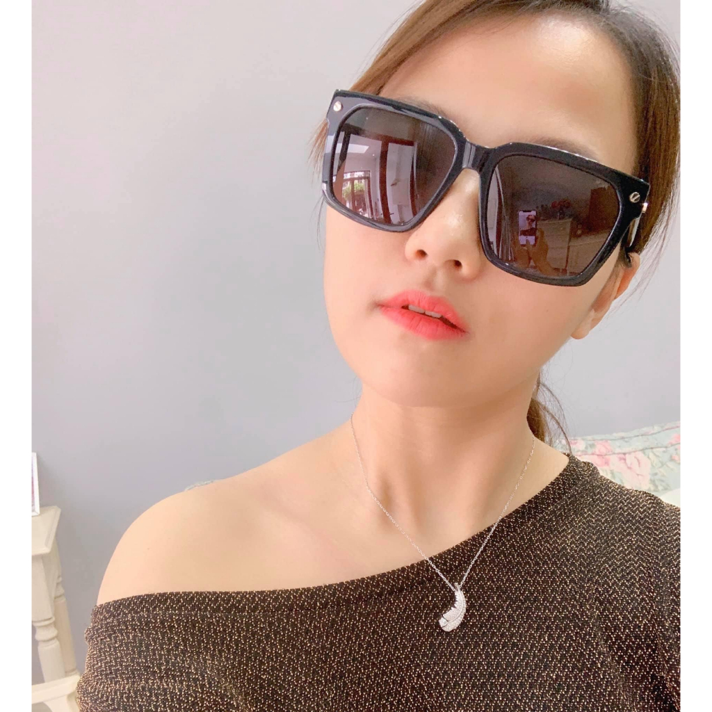 Kính mát MCM mắt đen, vuông, viền nhựa đen MCM635S 004