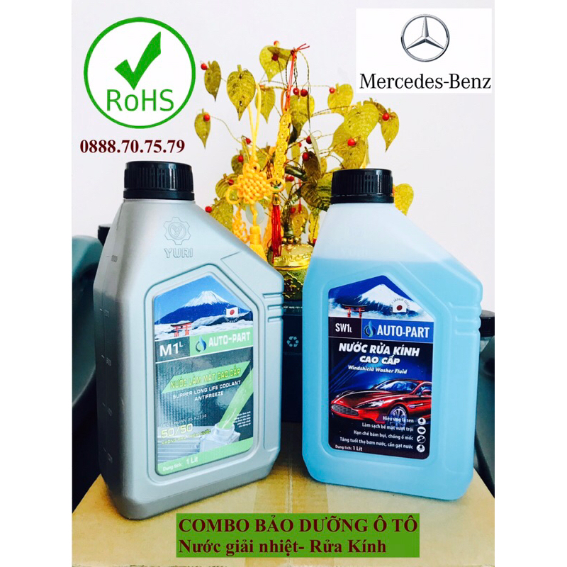 HCM] Bảo dưỡng ô tô Mercedes-Benz -Combo nước rửa kính -giải nhiệt chai 1L, Yuri Nhật Bản(Tặng khăn)