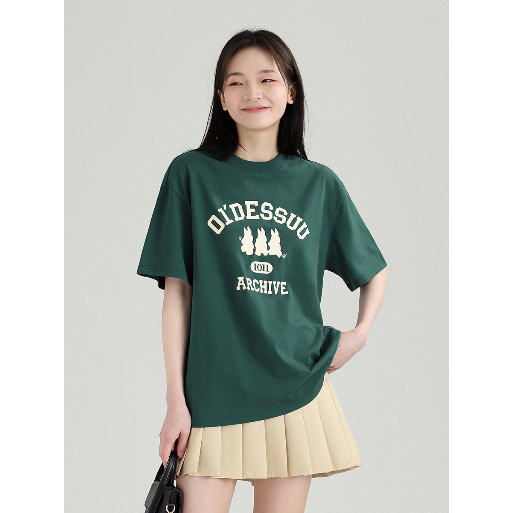 Áo thun DESSUU ngắn tay form rộng dáng suông in hình "OL DESSUU" áo phông 2023