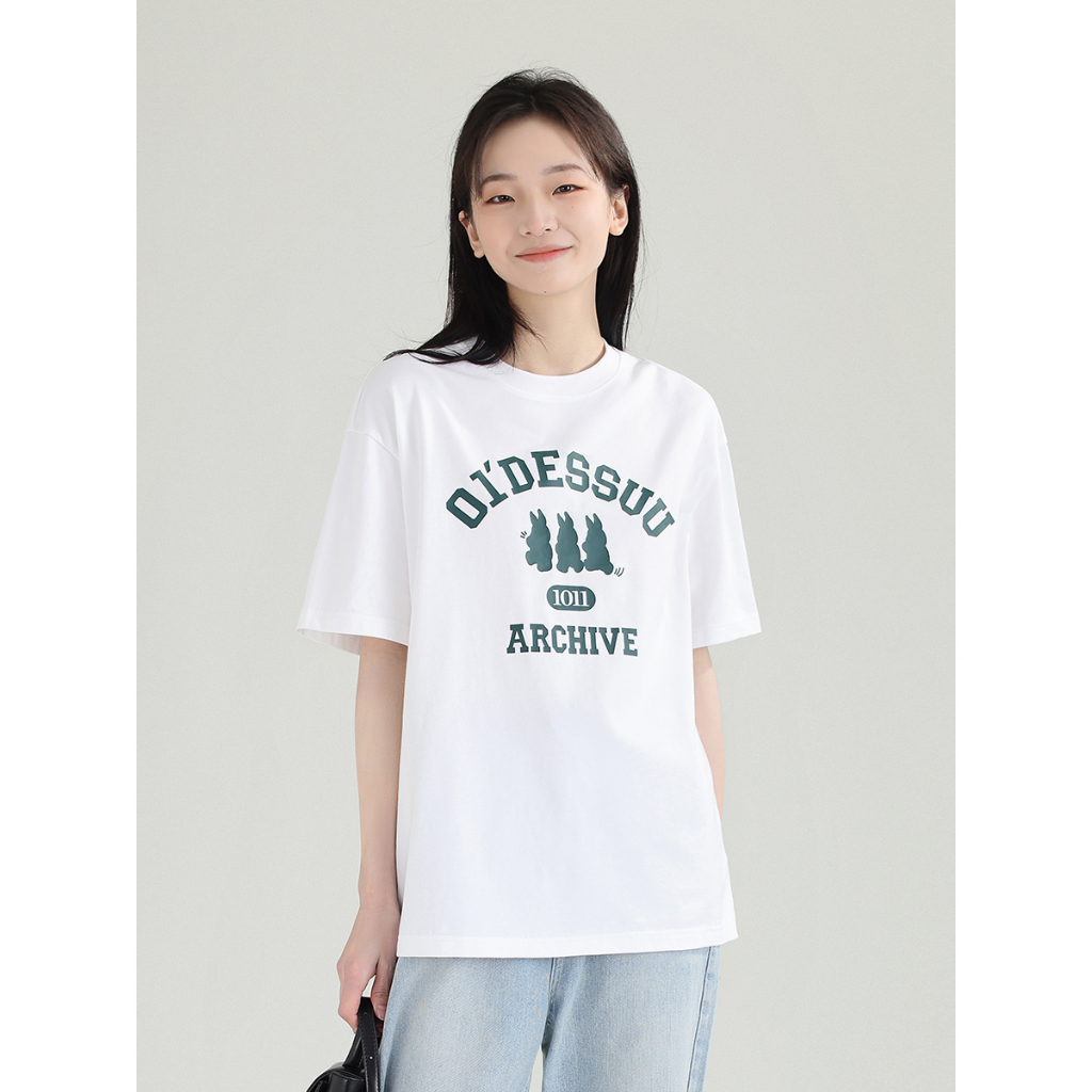 Áo thun DESSUU ngắn tay form rộng dáng suông in hình "OL DESSUU" áo phông 2023