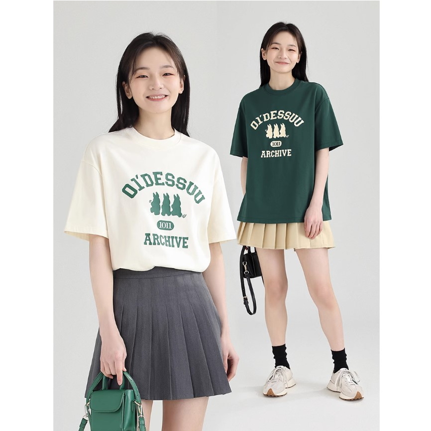 Áo thun DESSUU ngắn tay form rộng dáng suông in hình "OL DESSUU" áo phông 2023