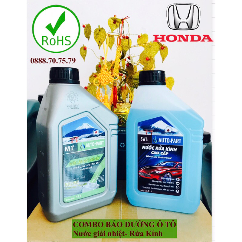 HCM] Bảo dưỡng ô tô Honda -Combo nước rửa kính -giải nhiệt chai 1L, Yuri Nhật Bản(Tặng khăn) CRV-HRV- City- Accord-Civic