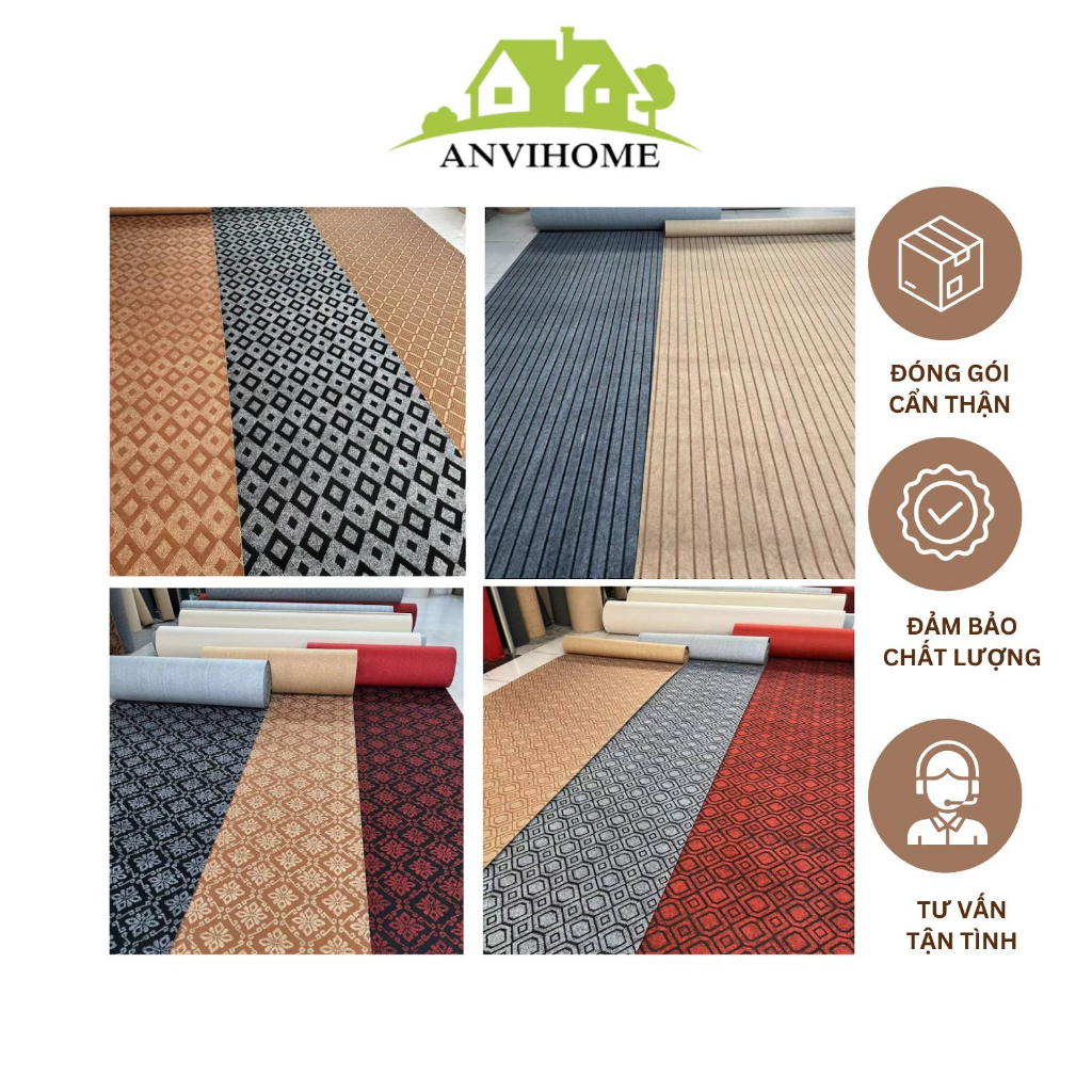 Thảm Nỉ Trải Sàn ANVIHOME Hoa Văn Dày Trải Văn Phòng Sự Kiện Chống Cháy Trơn Trượt