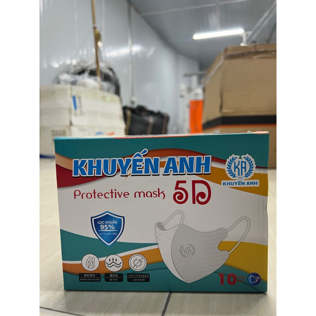 Hộp 100 Chiếc Khẩu Trang 5D Khuyến Anh Mask-Chống 90% virus-Ngăn Bụi Mịn-Kháng Khuẩn-Chống Tia Uv-Ngăn Vi Khuẩn