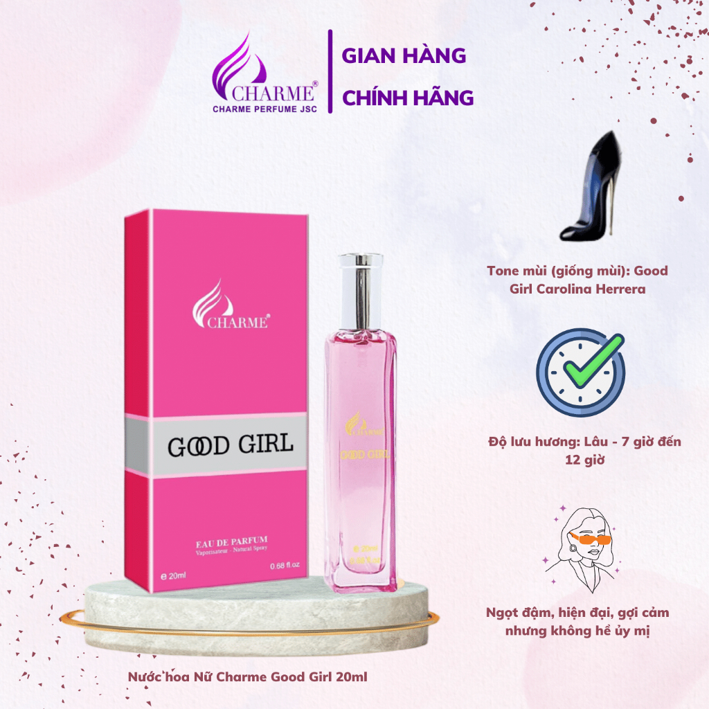 Nước hoa Nữ Charme Good Girl 20ml, thơm lâu, ngọt ngào, sang trọng