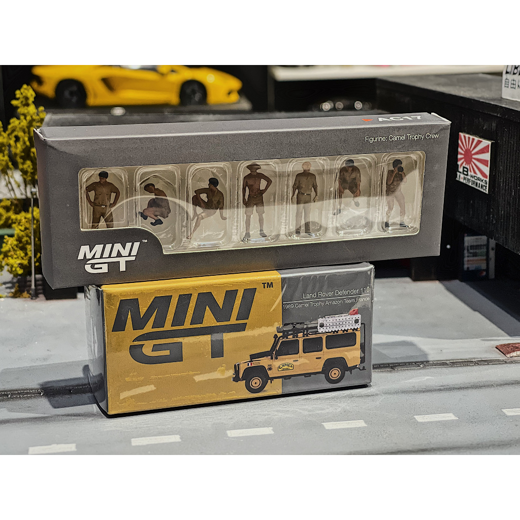 XE MÔ HÌNH LAND ROVER DEFENDER 1100 X FIGURE CAMEL.TỶ LỆ 1/64 MINIGT