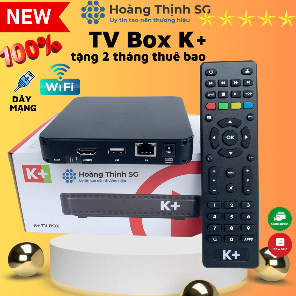 Tv box K+ xem qua wifi, internet không cần lắp đặt, tặng 2 tháng thuê bao K+ Premium+ xem full kênh
