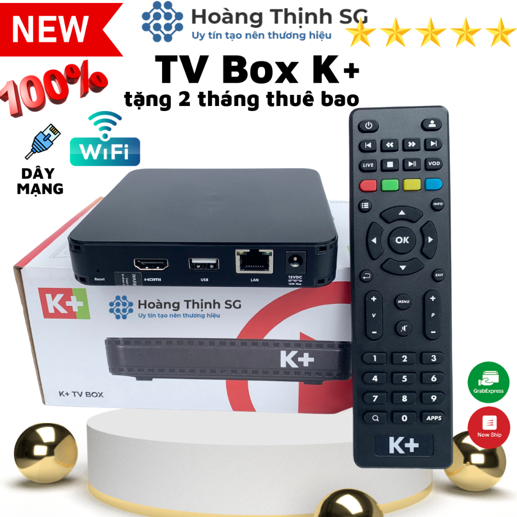 Tv box K+ xem qua wifi, internet không cần lắp đặt, tặng 2 tháng thuê bao K+ Premium+ xem full kênh