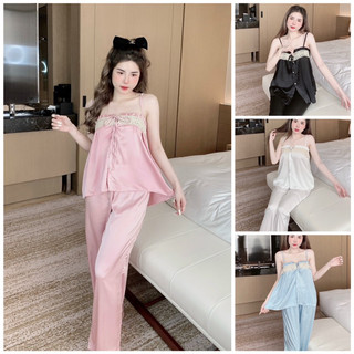 Bộ lụa dây phối ren, lụa latin mềm, mịn