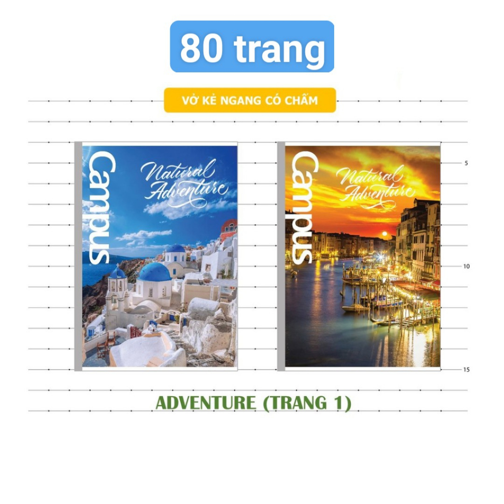 Vở kẻ ngang có chấm Campus Natural Adventure 80/120 trang
