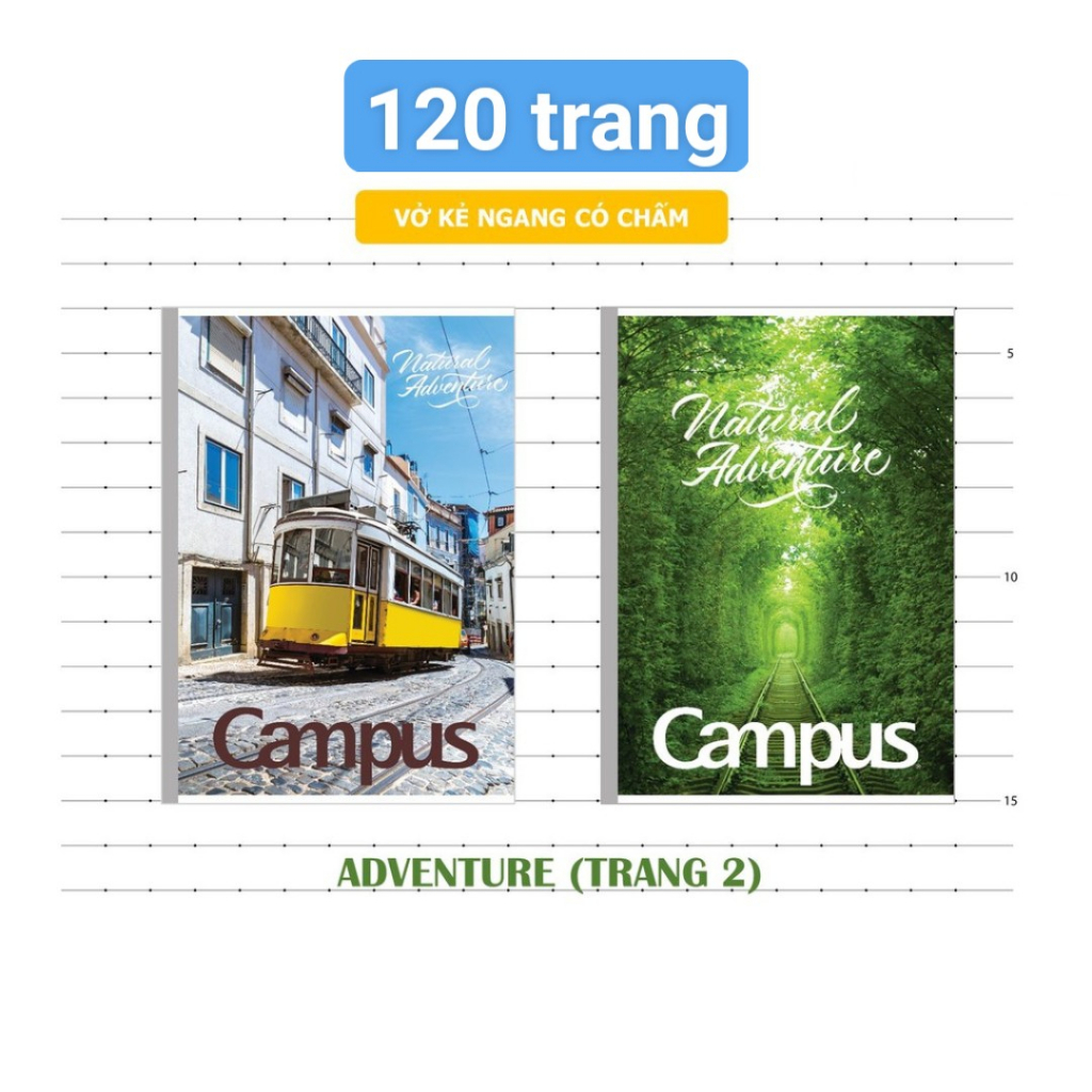 Vở kẻ ngang có chấm Campus Natural Adventure 80/120 trang