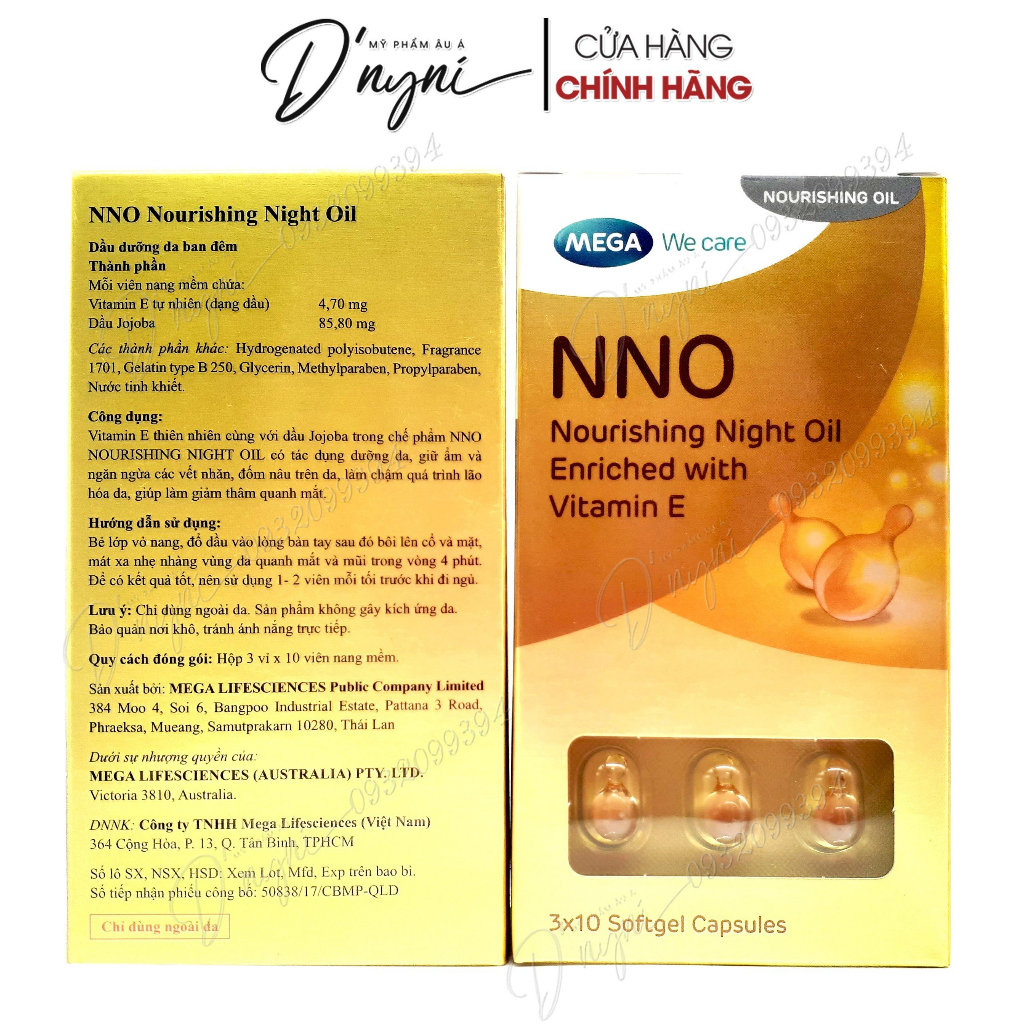(VỈ 10 Viên) Tinh Dầu Dưỡng Da Ban Đêm Mega We Care NNO NOURISHING NIGHT OIL CHÍNH HÃNG