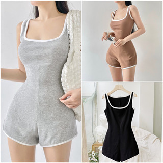 Set Mono - Set playsuit thun gân ôm phối somi Linen silk Mùa Hè HOTHIT
