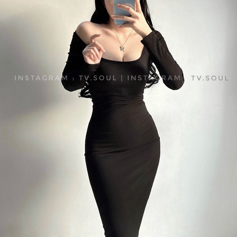 Đầm body midi tay dài