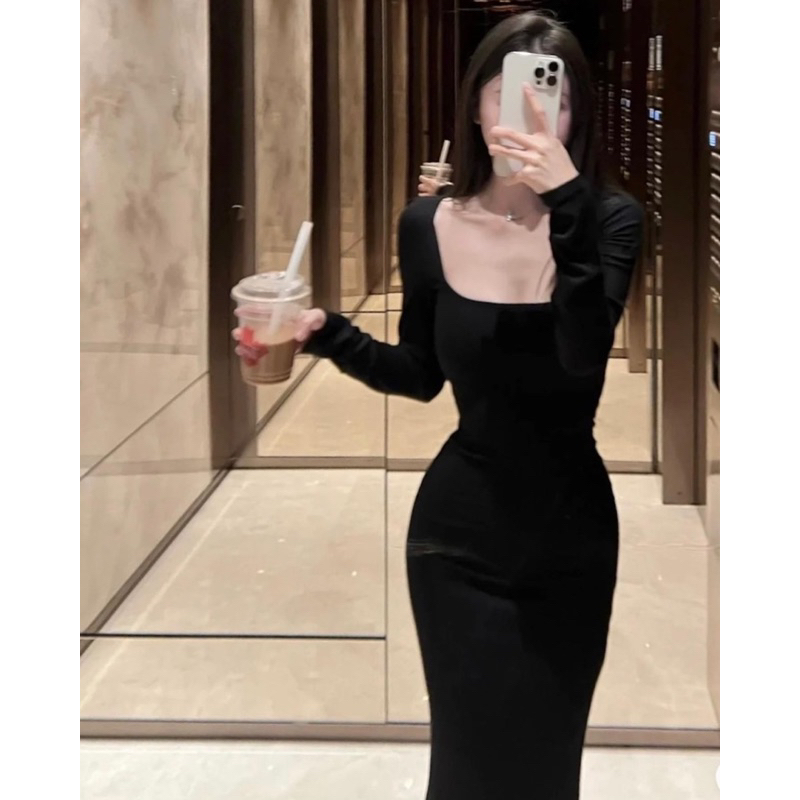 Đầm body midi tay dài