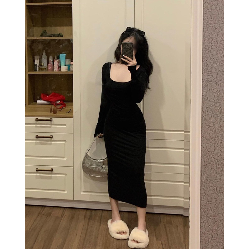 Đầm body midi tay dài