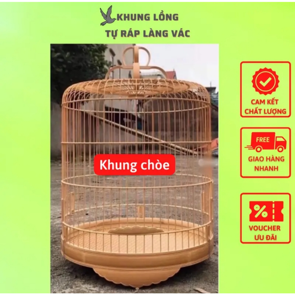 Lồng chim chòe than tự ráp trúc cật hàng kỹ mịn Đk 42cm, cao 50cm